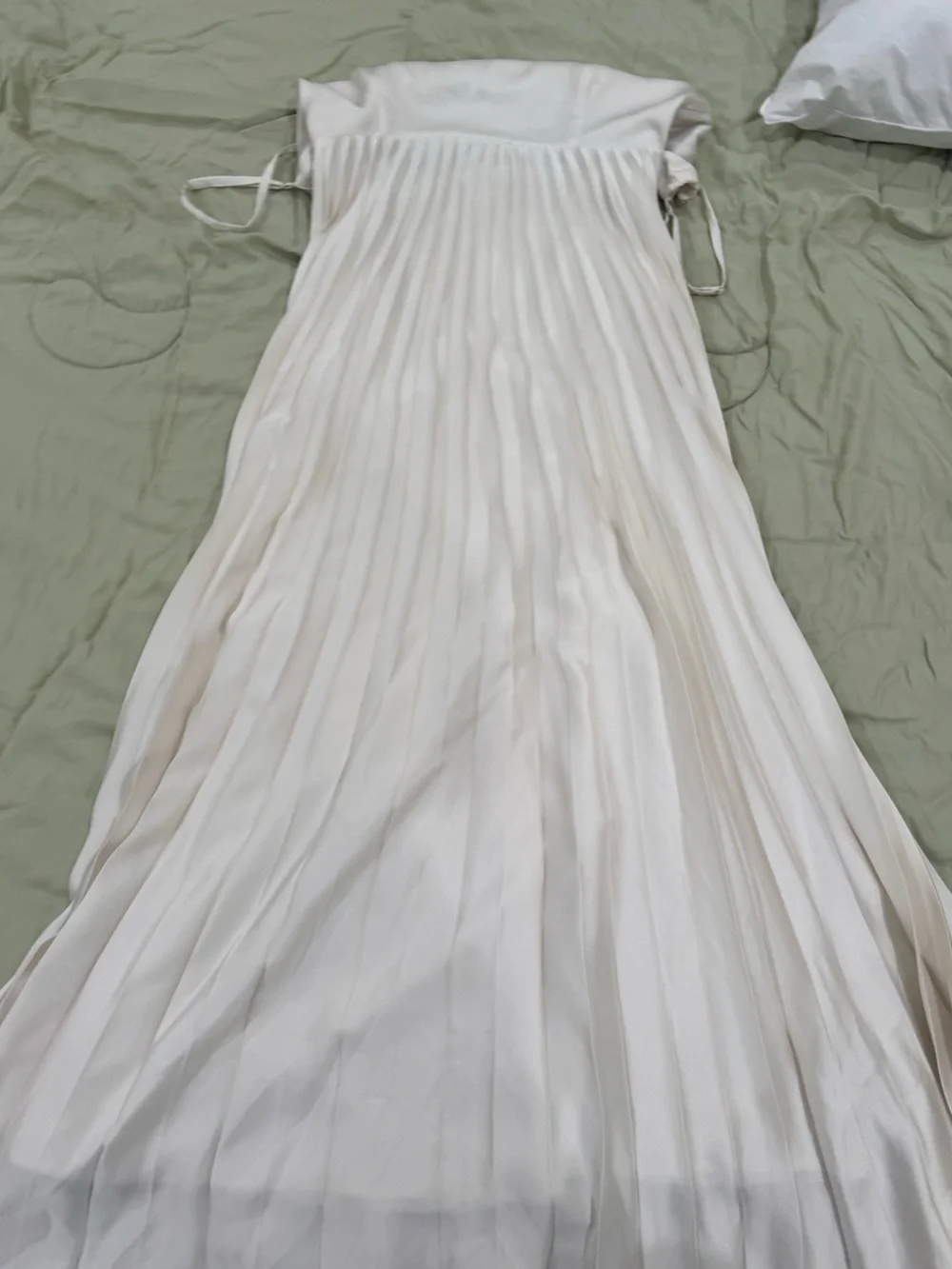 A&F Strapless Pleated Maxi Dress in Off-White
